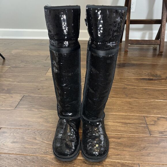 UGG Over the Knee Bailey Button Sparkle Tall Boots Women’s 6 - Picture 3 of 7